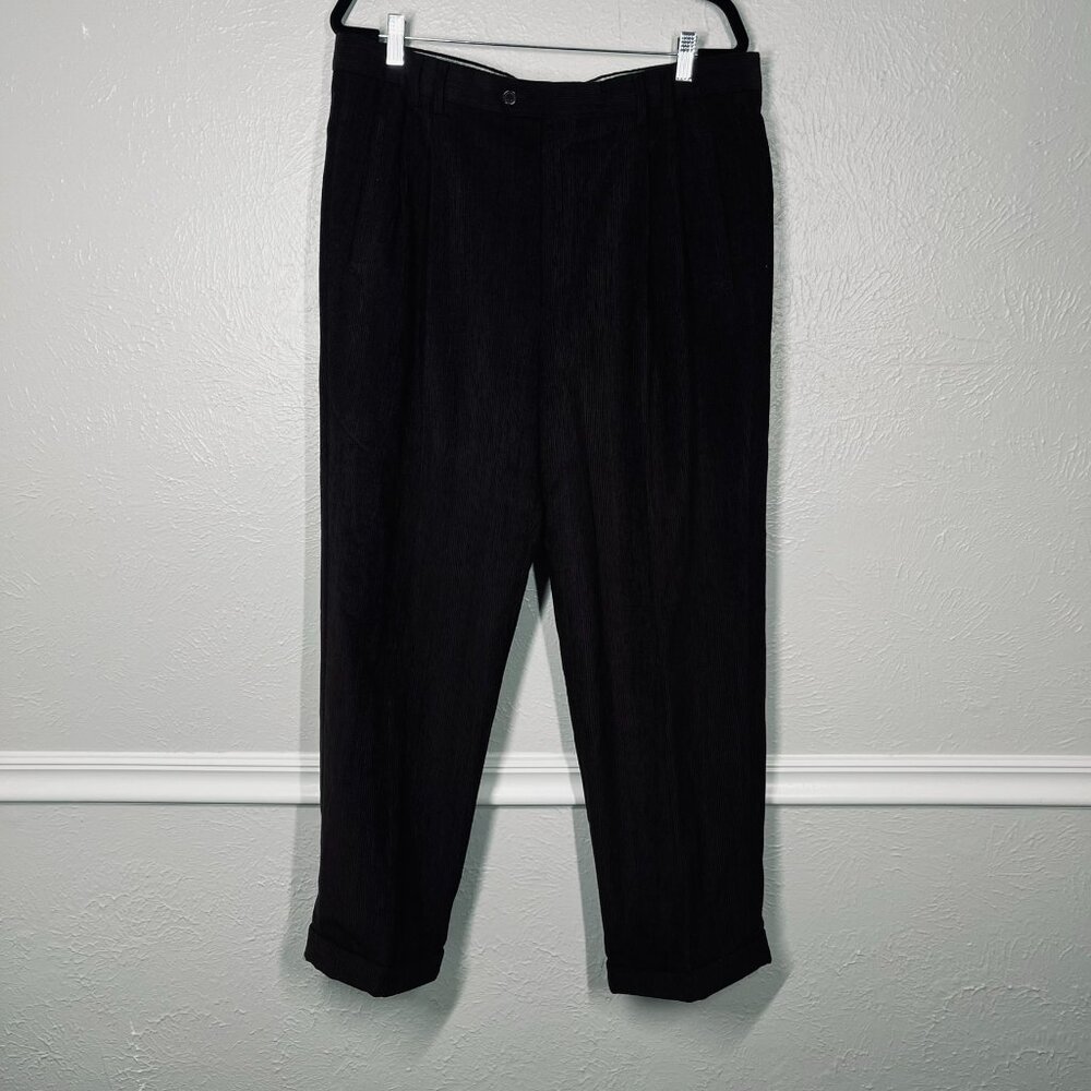 St. Croix Men's Brown Pleat Front Folded Cuff Business Corduroy Slack Pant 36